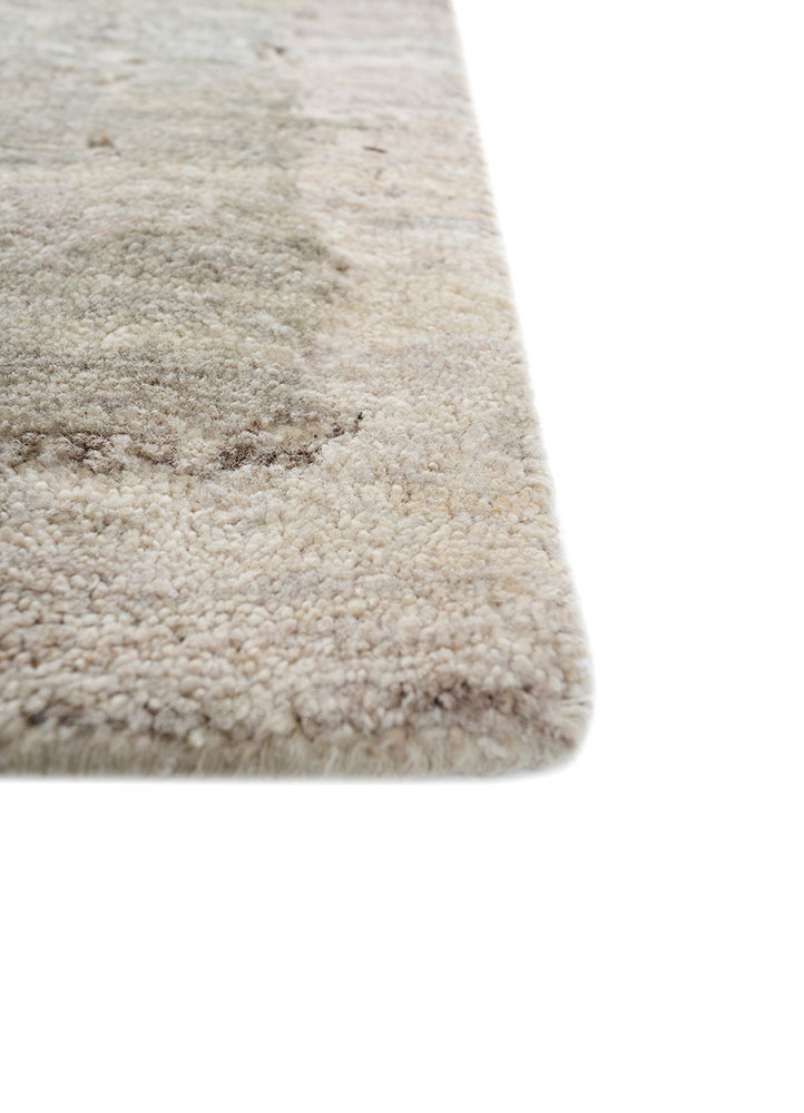 entropy green afghan wool hand knotted Rug - Corner