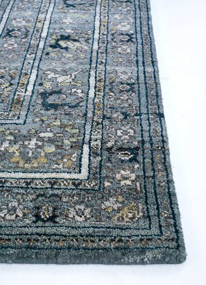 viscaya blue afghan wool hand knotted Rug - Corner
