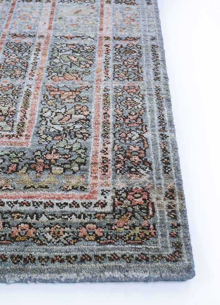 viscaya blue afghan wool hand knotted Rug - Corner
