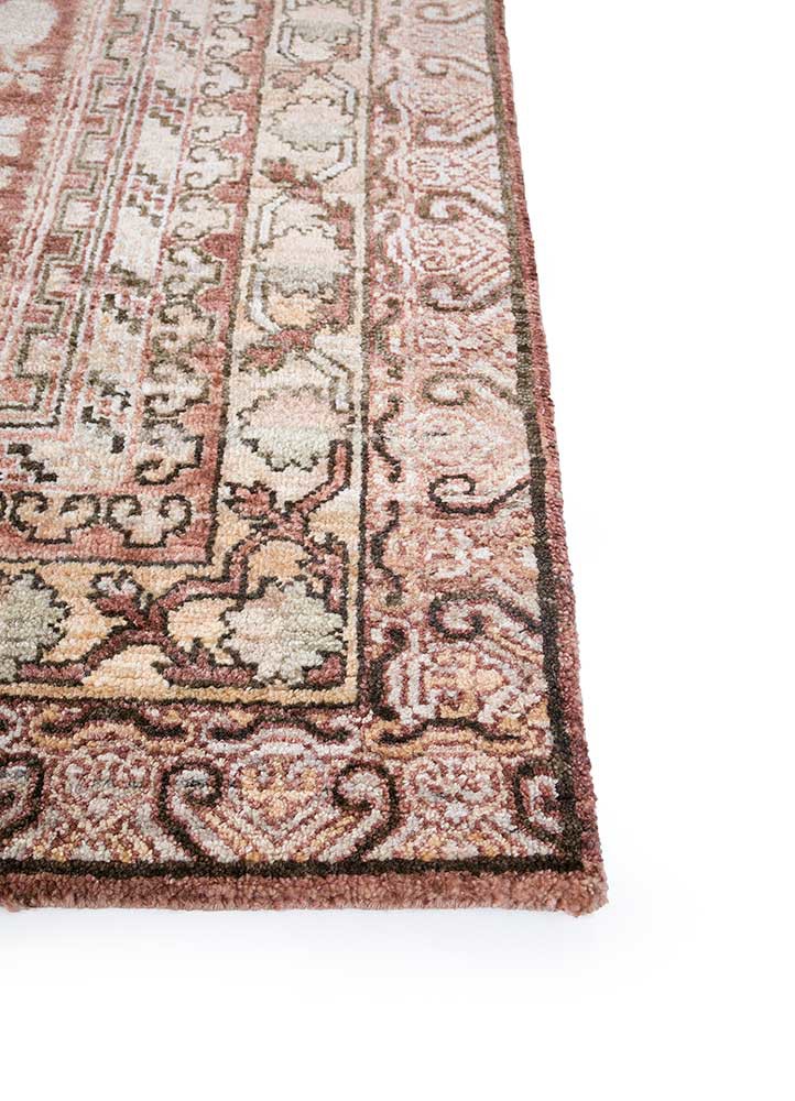 viscaya red and orange afghan wool hand knotted Rug - Corner