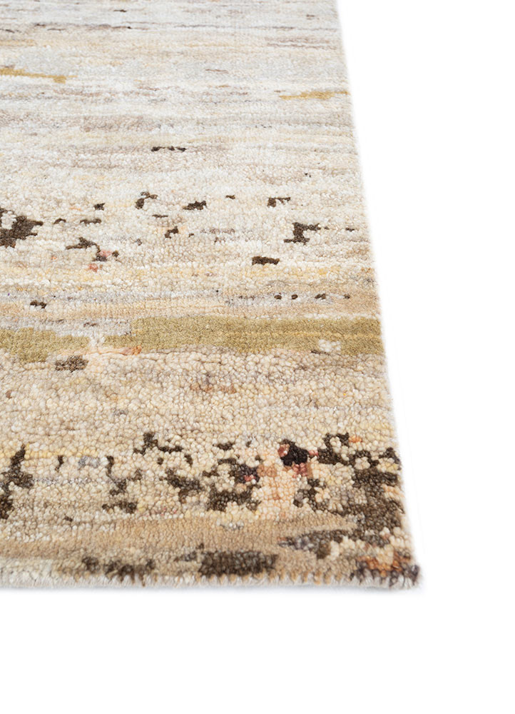 entropy gold afghan wool hand knotted Rug - Corner