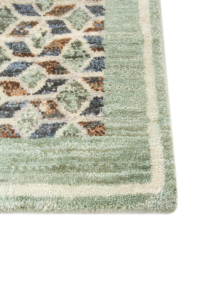 far pavilions ivory wool hand knotted Rug - Corner