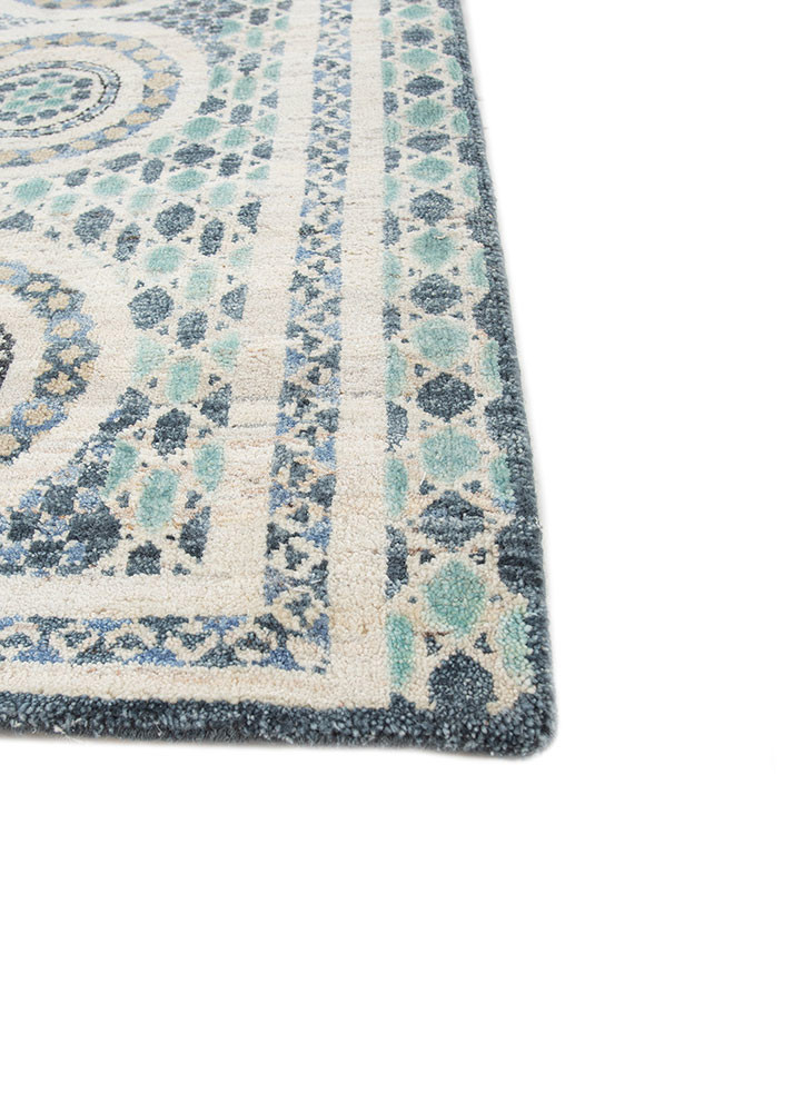 far pavilions ivory wool hand knotted Rug - Corner