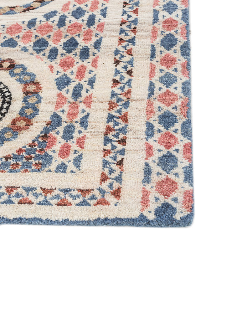far pavilions ivory wool hand knotted Rug - Corner