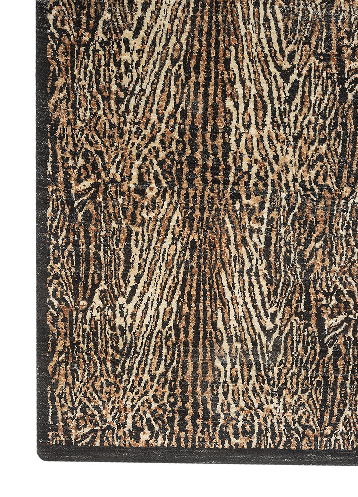 gilded age grey and black afghan wool hand knotted Rug - Corner