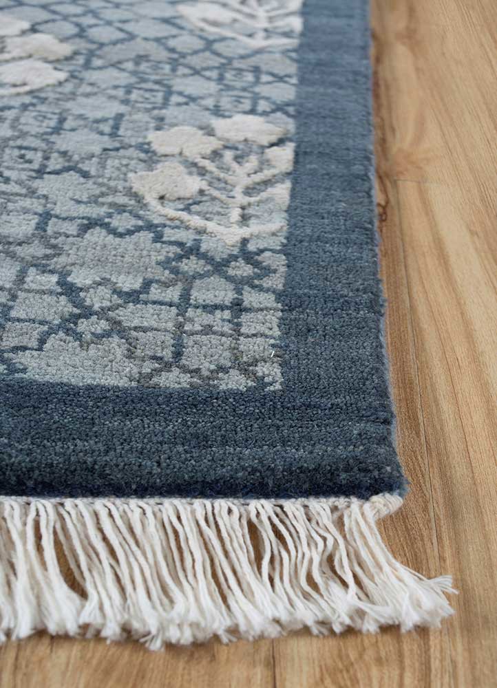 inde rose grey and black wool and silk hand knotted Rug - Corner inde rose grey and black wool and silk hand knotted Rug - Corner