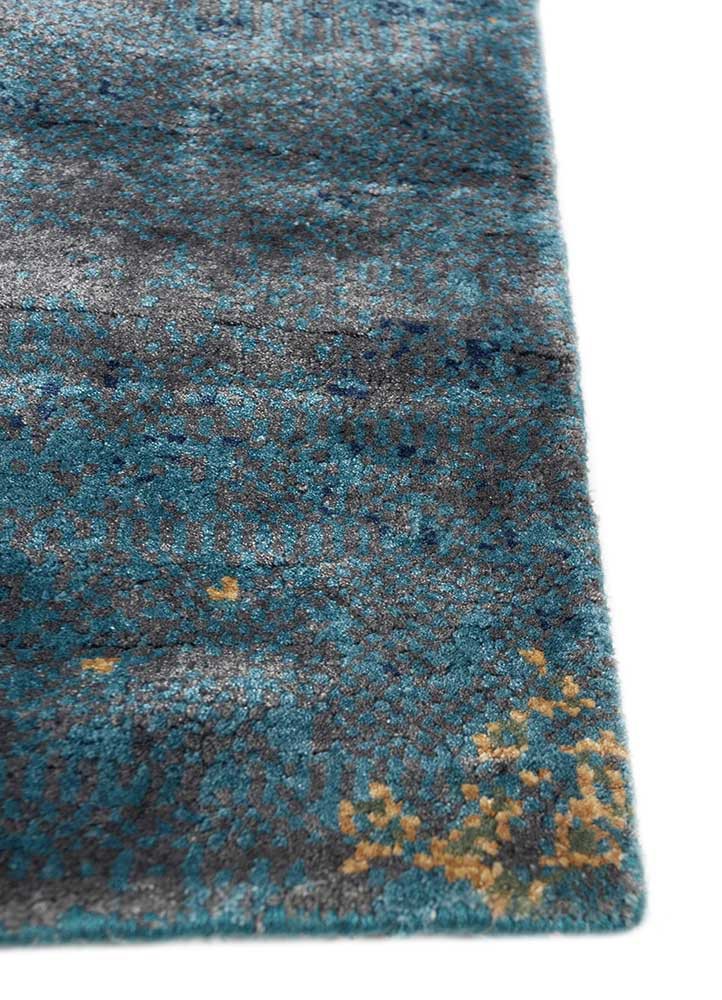 afterglow by kavi blue bamboo silk hand knotted Rug - Corner afterglow by kavi blue bamboo silk hand knotted Rug - Corner