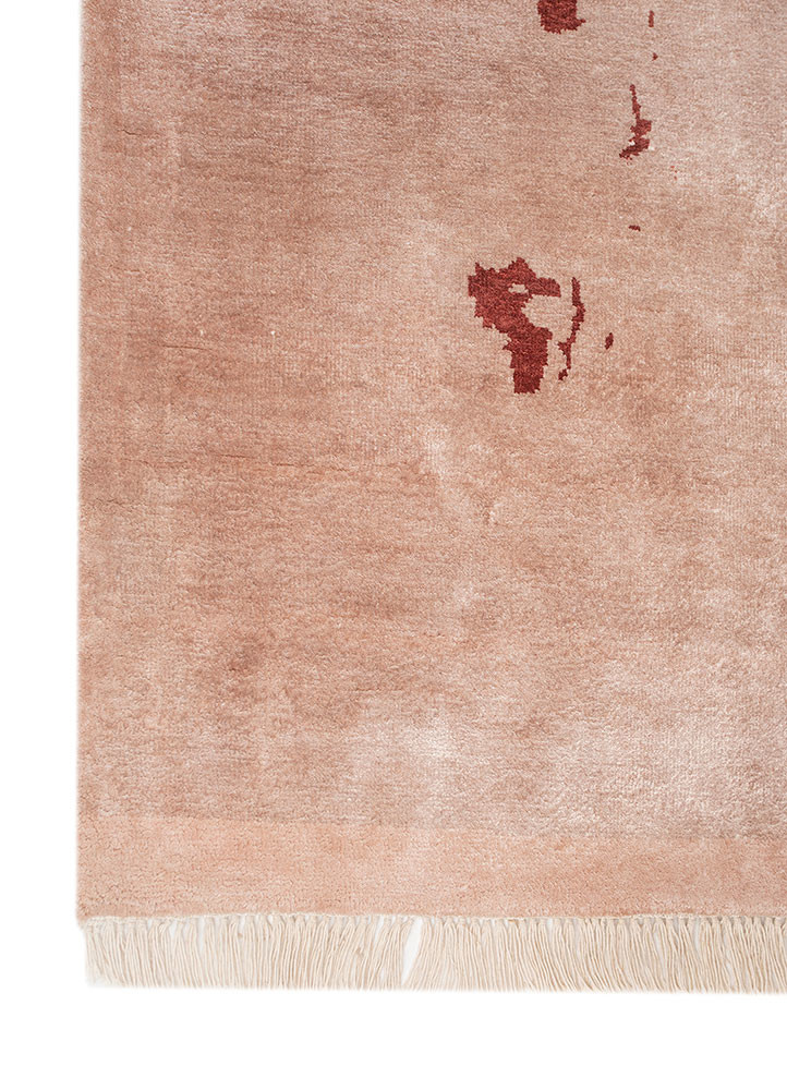 free verse by kavi red and orange bamboo silk hand knotted Rug - Corner