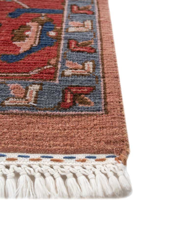 savana red and orange wool hand knotted Rug - Corner