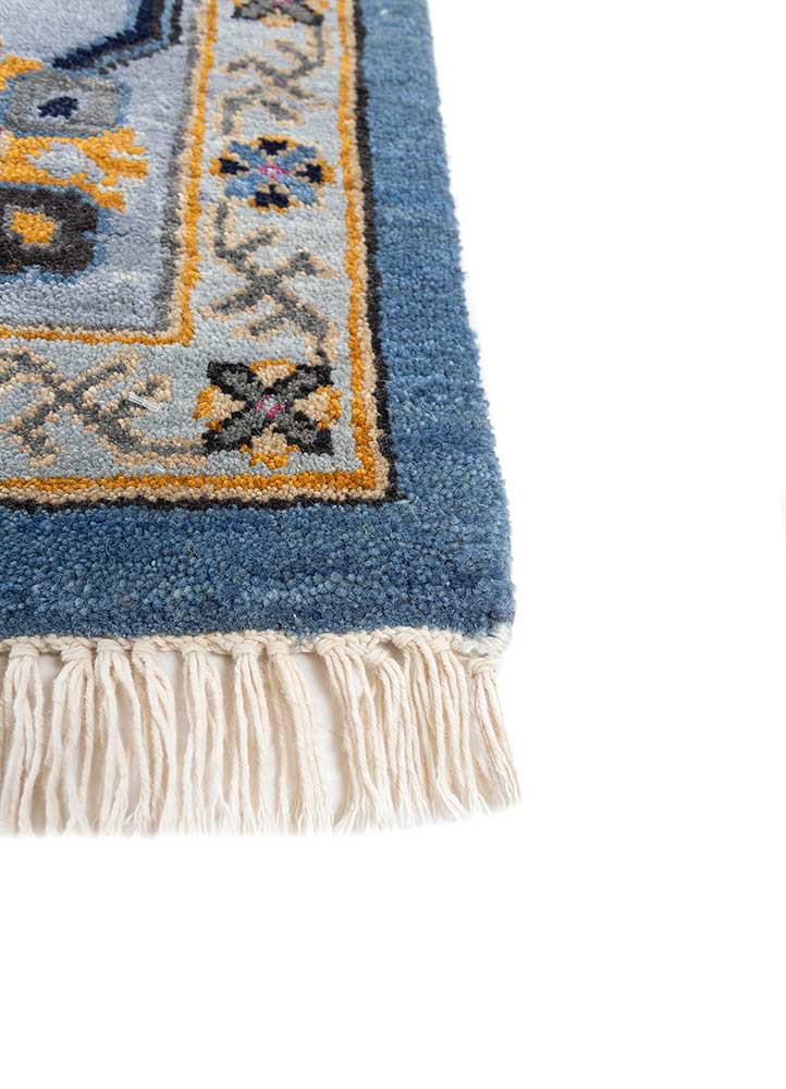 savana blue wool hand knotted Rug - Corner savana blue wool hand knotted Rug - Corner