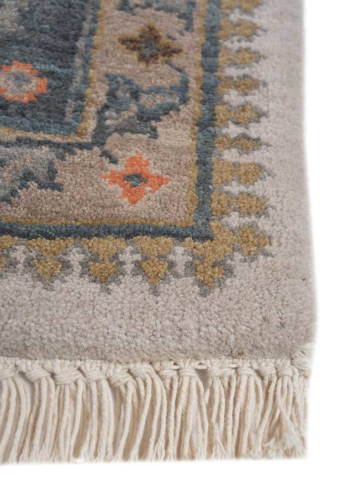 cyanna ivory wool hand knotted Rug - Corner