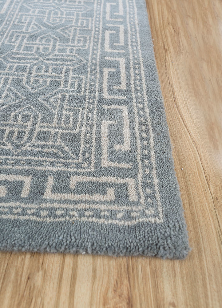 clan blue wool hand knotted Rug - Corner clan blue wool hand knotted Rug - Corner