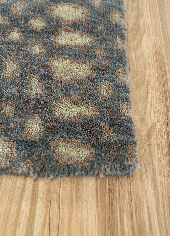 pansy blue wool hand knotted Rug - Corner pansy blue wool hand knotted Rug - Corner