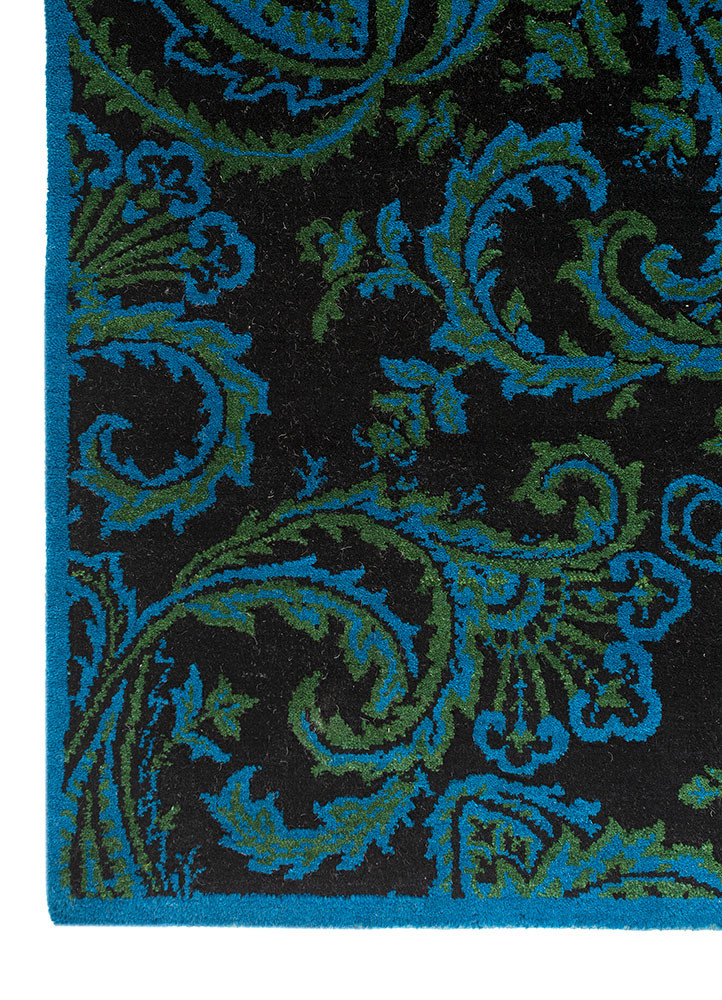 gilded age grey and black wool hand knotted Rug - Corner gilded age grey and black wool hand knotted Rug - Corner