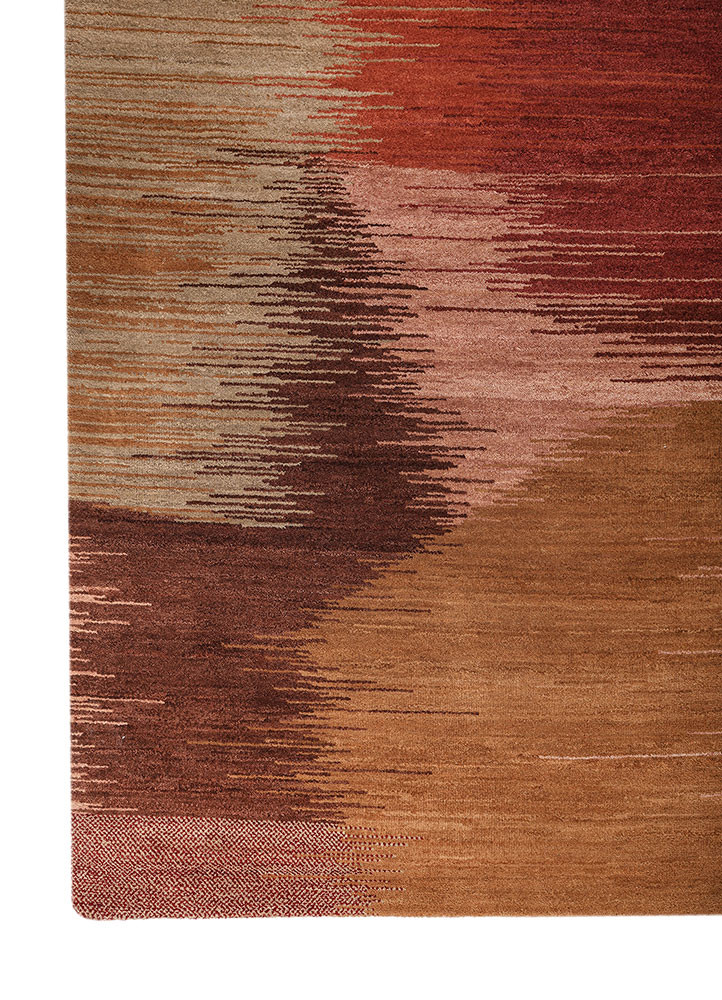 afterglow by kavi red and orange wool hand knotted Rug - Corner afterglow by kavi red and orange wool hand knotted Rug - Corner