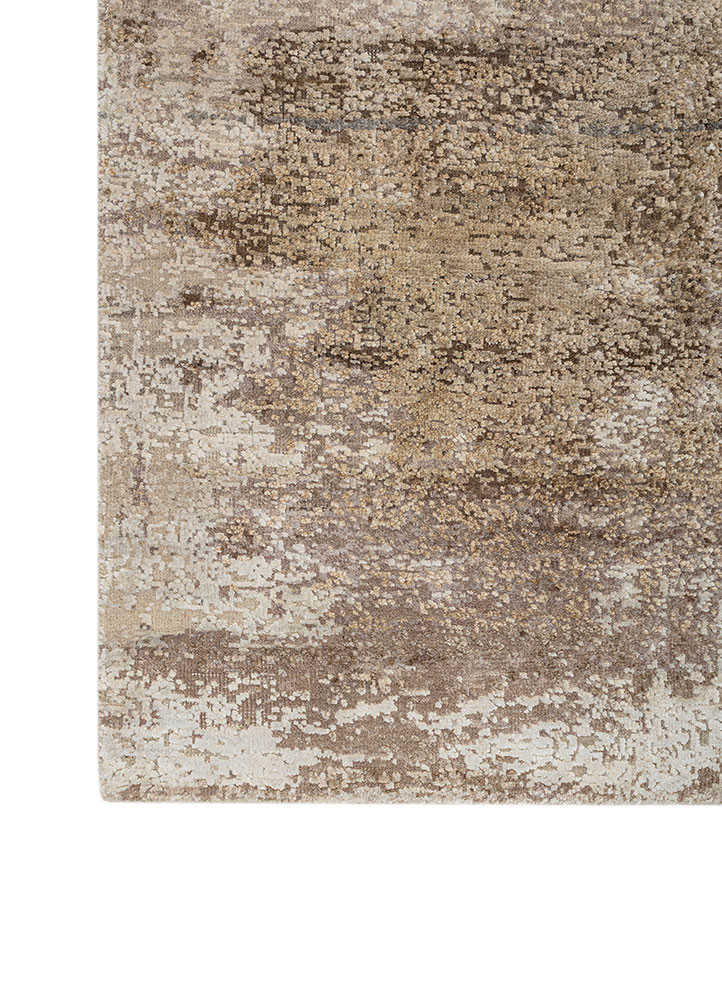 entropy ivory wool and silk hand knotted Rug - Corner entropy ivory wool and silk hand knotted Rug - Corner