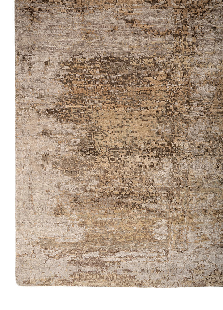 entropy ivory wool and silk hand knotted Rug - Corner entropy ivory wool and silk hand knotted Rug - Corner
