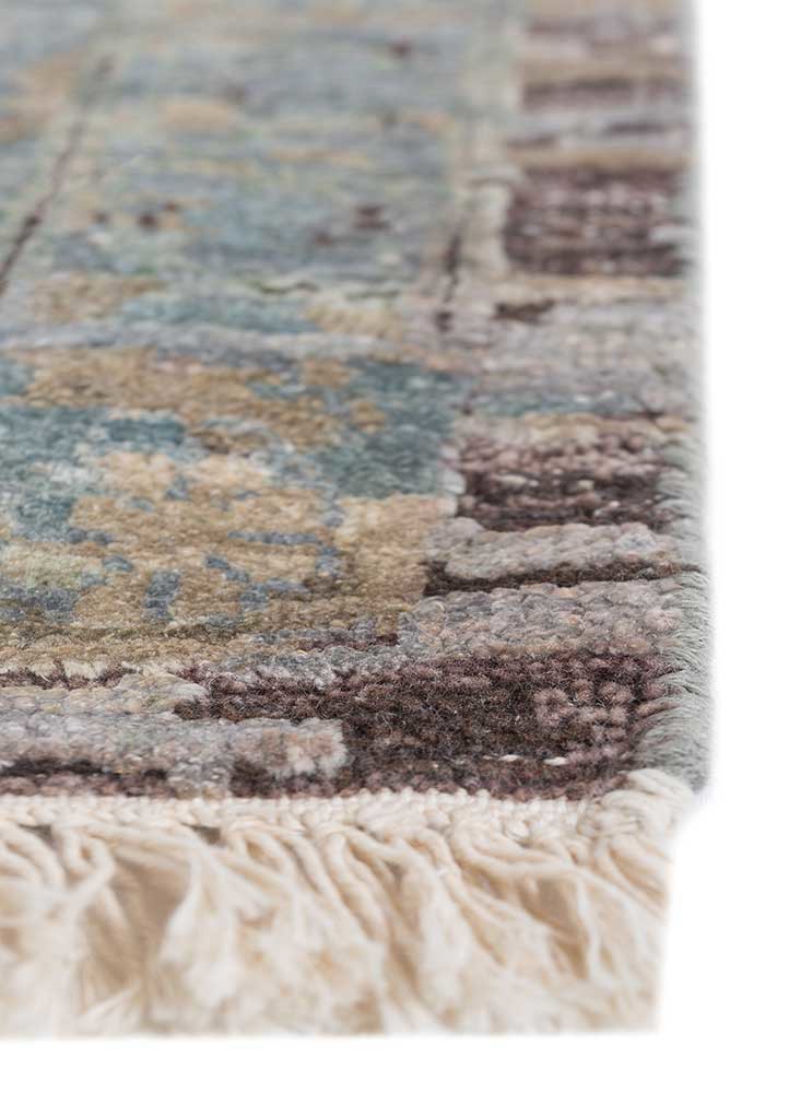 viscaya blue afghan wool and silk hand knotted Rug - Corner