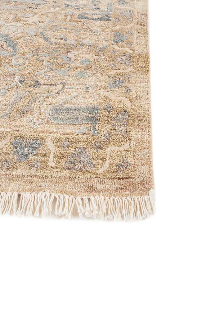 viscaya gold afghan wool and silk hand knotted Rug - Corner