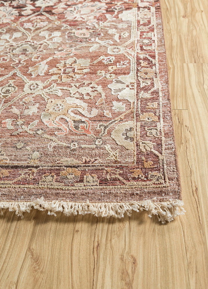 viscaya red and orange afghan wool and silk hand knotted Rug - Corner viscaya red and orange afghan wool and silk hand knotted Rug - Corner