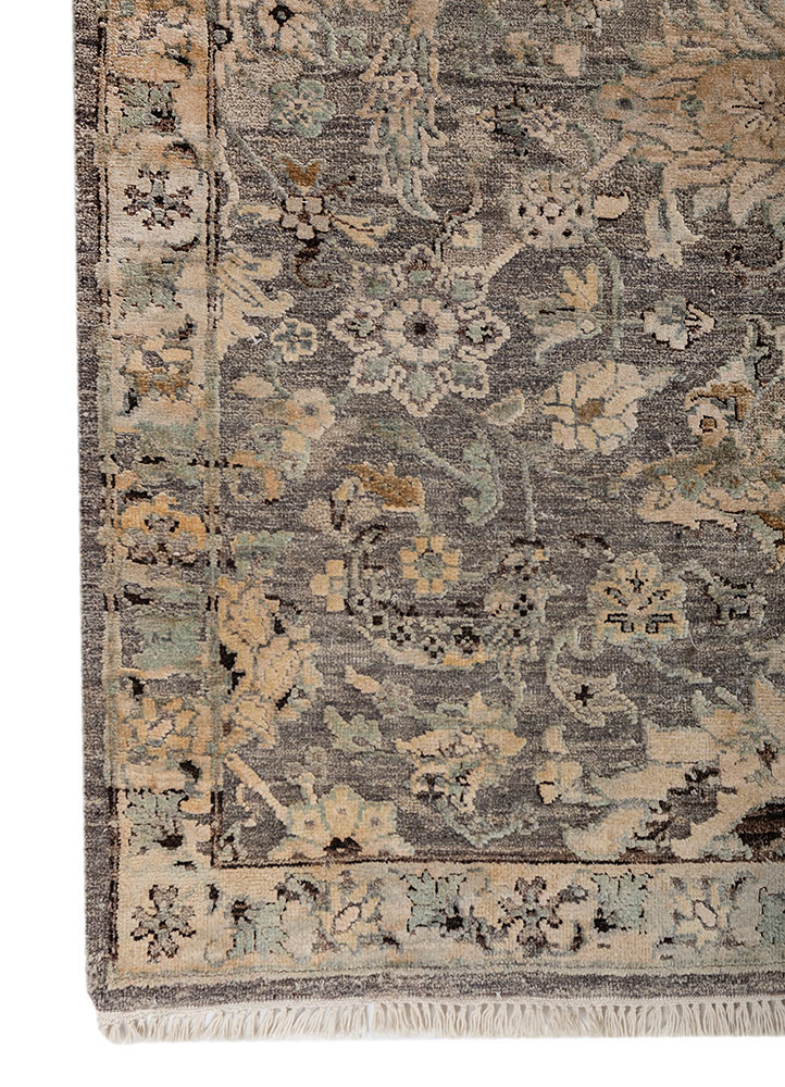 viscaya blue afghan wool and silk hand knotted Rug - Corner