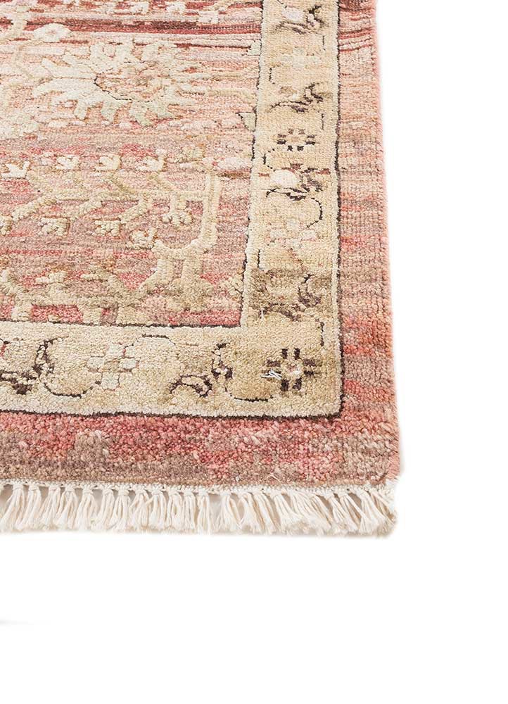 viscaya red and orange afghan wool and silk hand knotted Rug - Corner