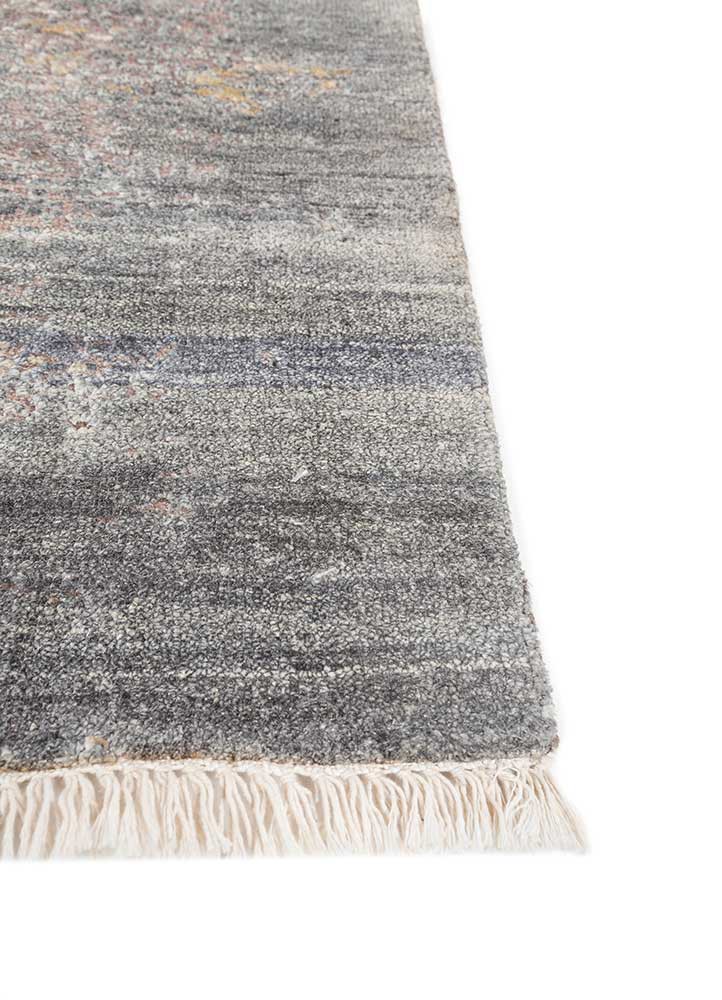 far east grey and black afghan wool and silk hand knotted Rug - Corner far east grey and black afghan wool and silk hand knotted Rug - Corner