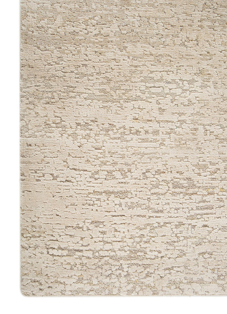 entropy beige and brown wool and silk hand knotted Rug - Corner