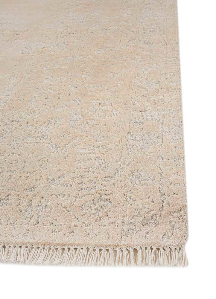 far east ivory afghan wool and silk hand knotted Rug - Corner
