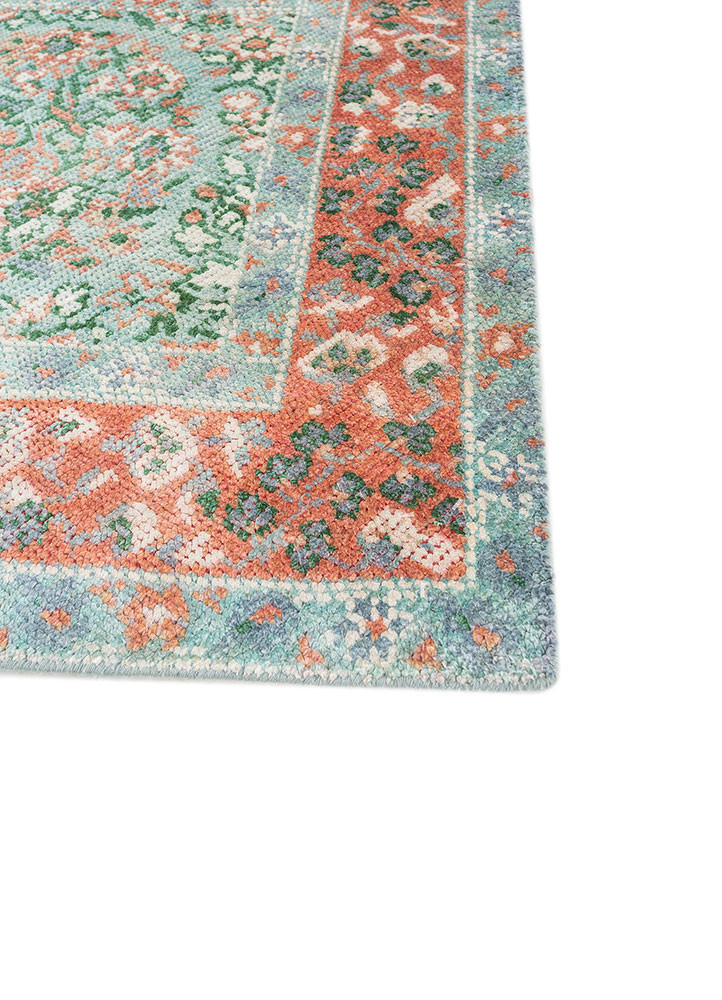 aprezo blue wool and silk hand knotted Rug - Corner aprezo blue wool and silk hand knotted Rug - Corner