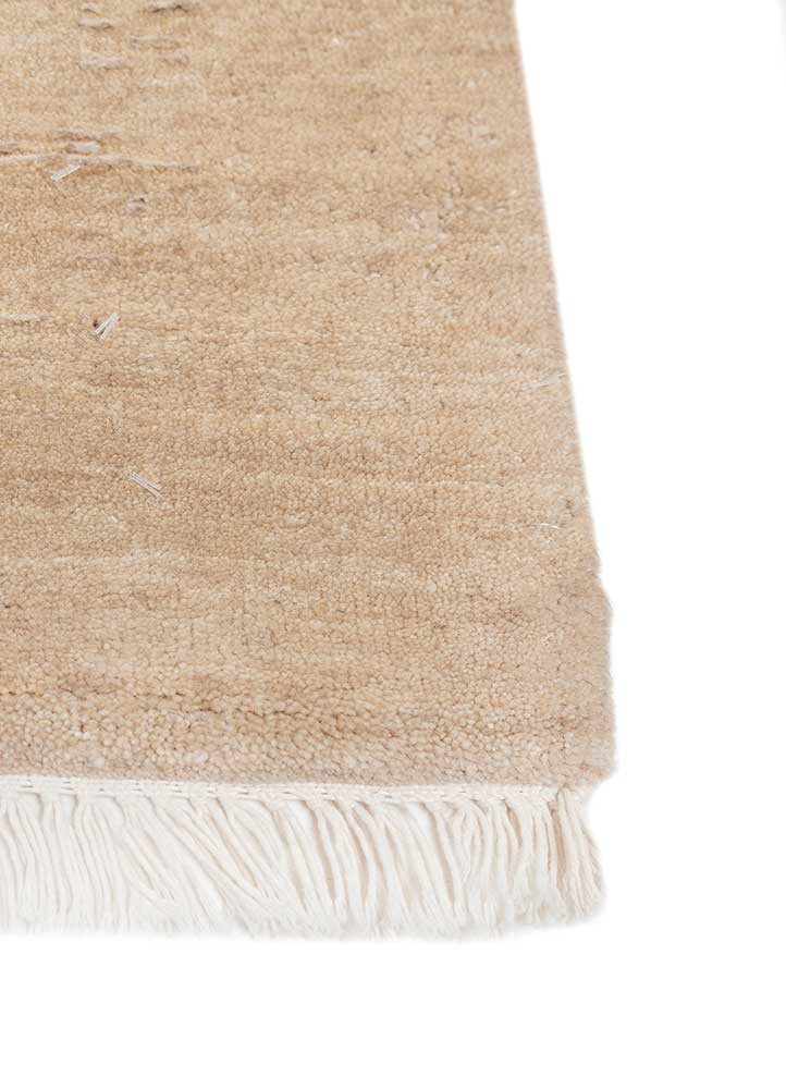 hidden by kavi ivory wool and bamboo silk hand knotted Rug - Corner