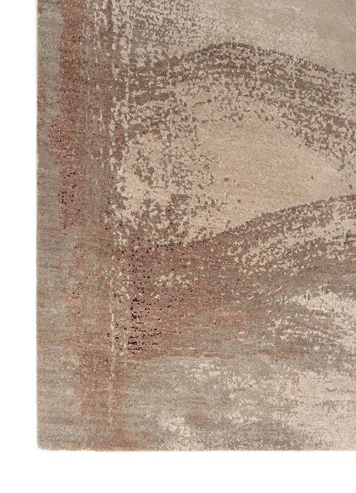 entropy ivory wool and bamboo silk hand knotted Rug - Corner