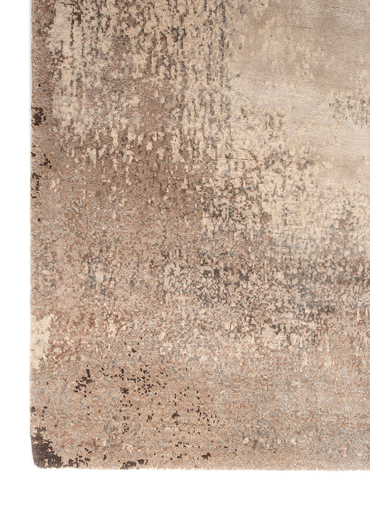 aprezo beige and brown wool and bamboo silk hand knotted Rug - Corner aprezo beige and brown wool and bamboo silk hand knotted Rug - Corner