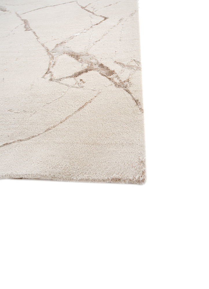 urban pause by kavi ivory wool and bamboo silk hand knotted Rug - Corner