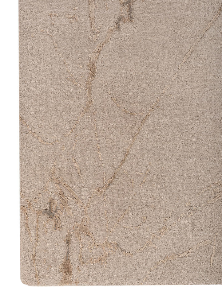 urban pause by kavi ivory wool and bamboo silk hand knotted Rug - Corner