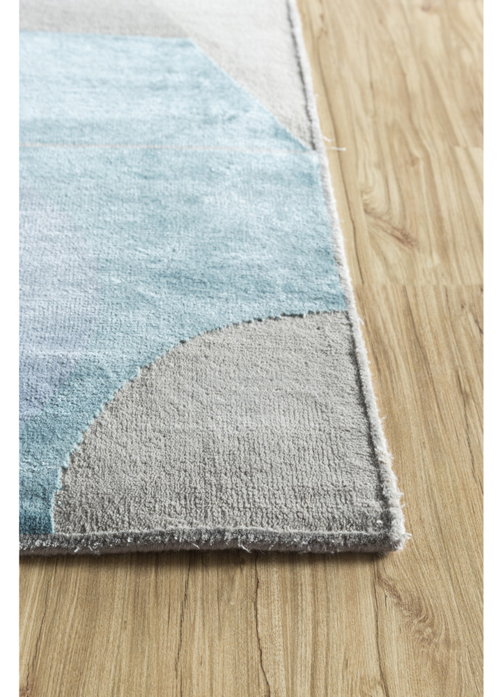 chaos theory by kavi grey and black wool and bamboo silk hand knotted Rug - Corner