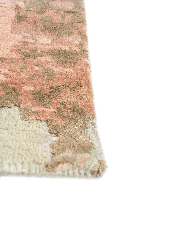 project error by kavi green wool and bamboo silk hand knotted Rug - Corner