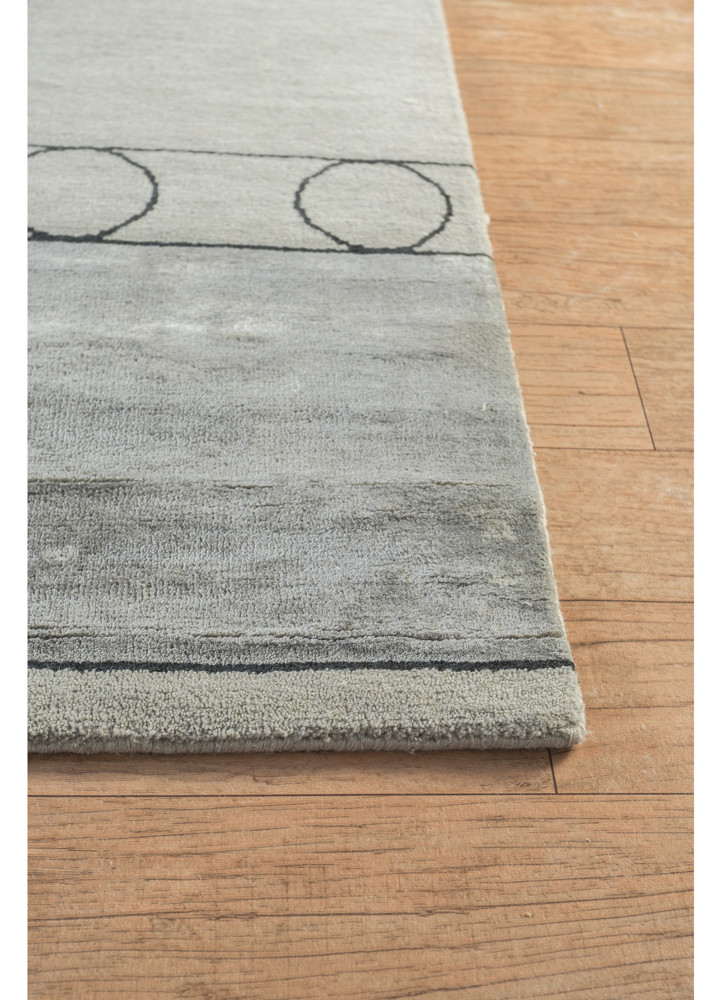 aakar by kavi grey and black wool and bamboo silk hand knotted Rug - Corner aakar by kavi grey and black wool and bamboo silk hand knotted Rug - Corner