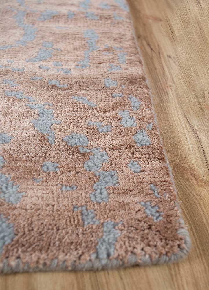 chaos theory by kavi beige and brown wool and bamboo silk hand knotted Rug - Corner