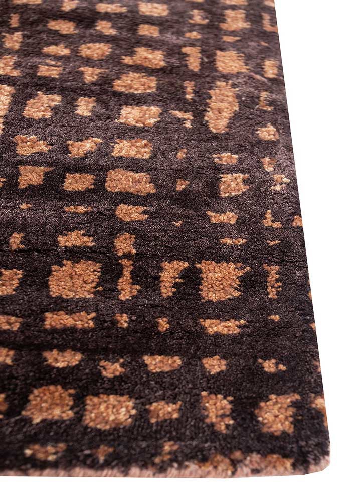 chaos theory by kavi beige and brown wool and bamboo silk hand knotted Rug - Corner