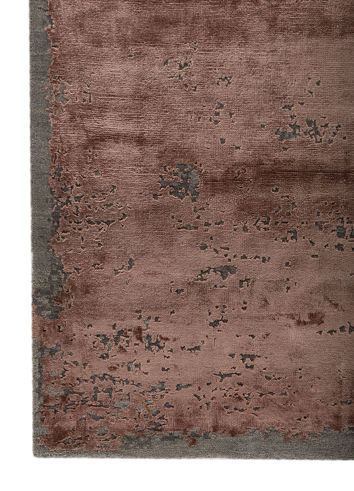 hidden by kavi beige and brown wool and bamboo silk hand knotted Rug - Corner