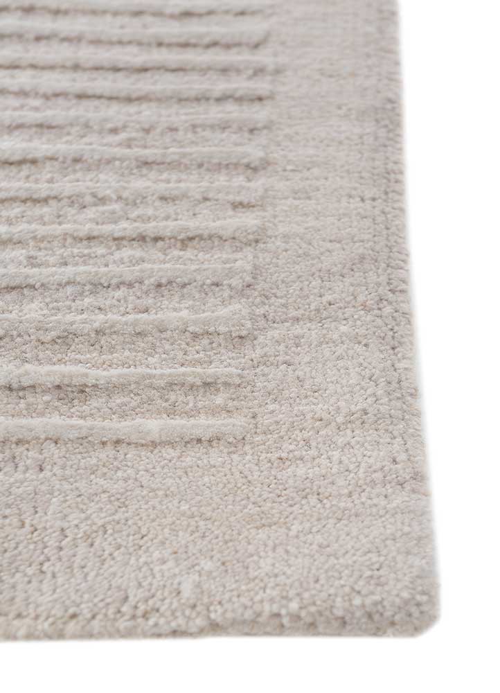 unfold by kavi ivory wool and bamboo silk hand knotted Rug - Corner