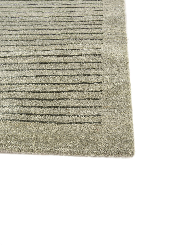 unfold by kavi green wool and bamboo silk hand knotted Rug - Corner