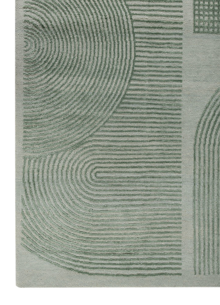 unfold by kavi blue wool and bamboo silk hand knotted Rug - Corner