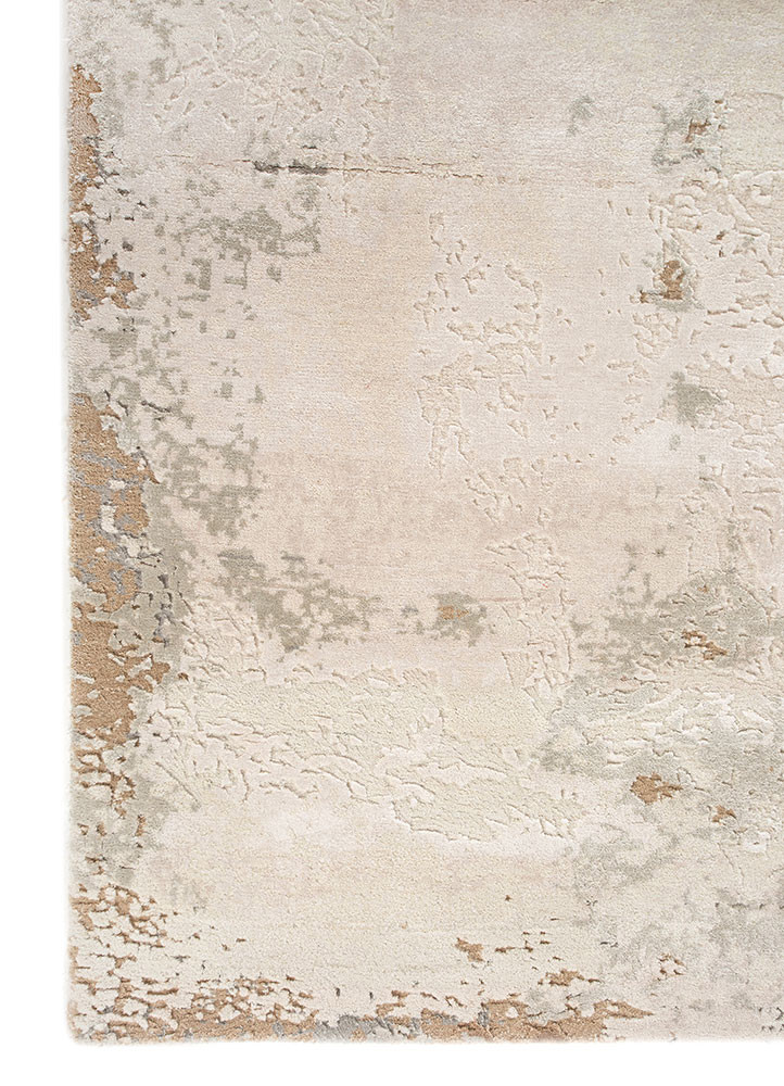 chaos theory by kavi ivory wool and bamboo silk hand knotted Rug - Corner chaos theory by kavi ivory wool and bamboo silk hand knotted Rug - Corner