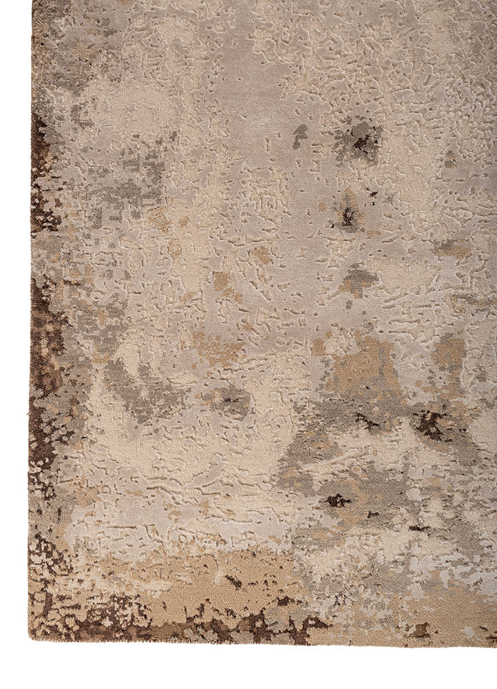 chaos theory by kavi ivory wool and bamboo silk hand knotted Rug - Corner chaos theory by kavi ivory wool and bamboo silk hand knotted Rug - Corner