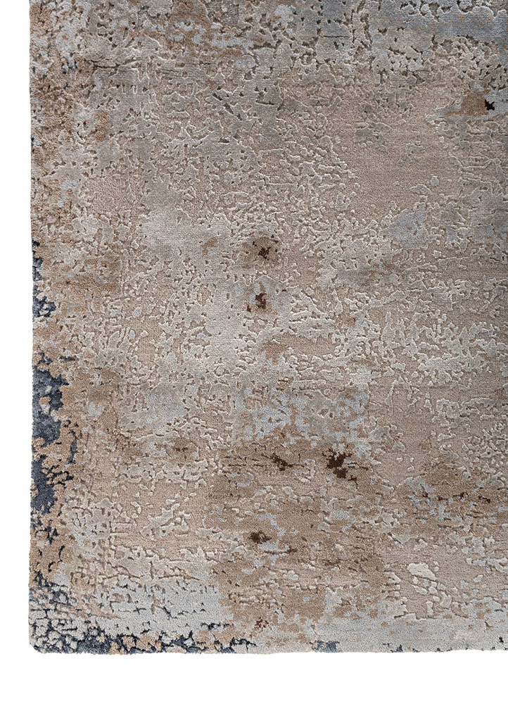 chaos theory by kavi grey and black wool and bamboo silk hand knotted Rug - Corner chaos theory by kavi grey and black wool and bamboo silk hand knotted Rug - Corner