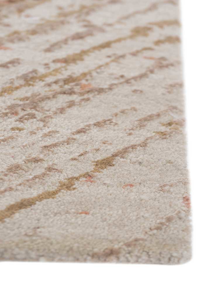 free verse by kavi ivory wool and bamboo silk hand knotted Rug - Corner