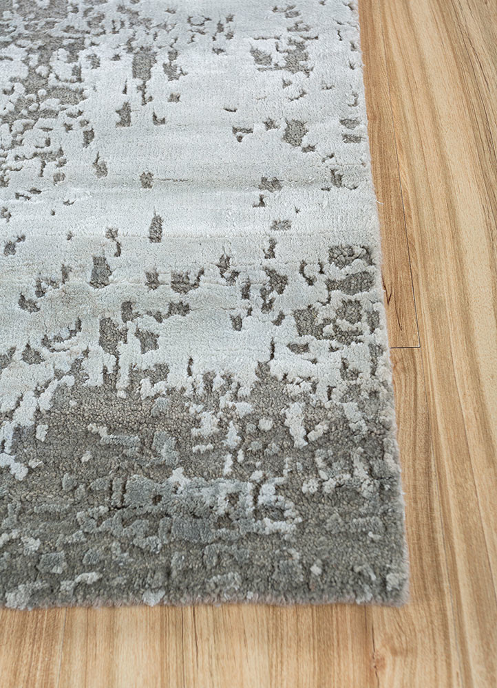 chaos theory by kavi grey and black wool and bamboo silk hand knotted Rug - Corner chaos theory by kavi grey and black wool and bamboo silk hand knotted Rug - Corner