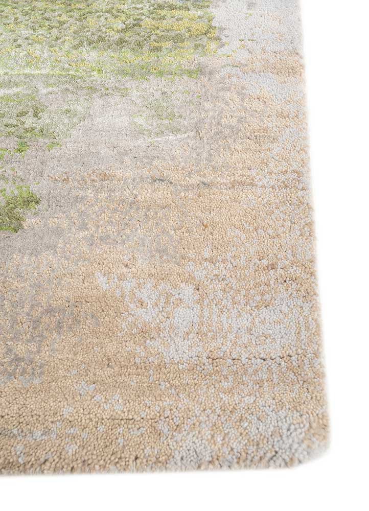 aakar by kavi grey and black wool and bamboo silk hand knotted Rug - Corner